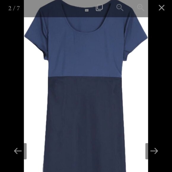 NWT Blue Color Block Short Sleeve Midi Dress Large - Picture 3 of 11